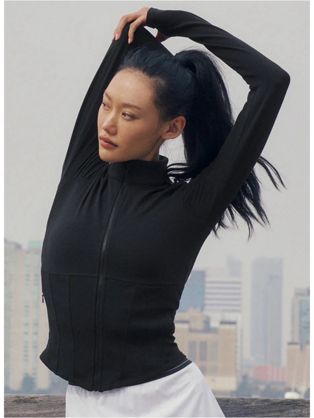 ALO Yoga Corset Airbrush Black Full Zip-Up Jacket